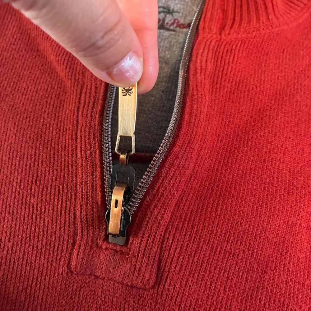 Tommy Bahama Reversible Pro Pullover Mens 1/4 Zip Sweater Red Gray Mock Neck XL
